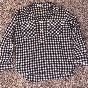 francesca 3/4 button down checkered top size L